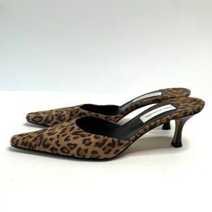 Bergdorf Goodman Suede Mules in Leopard Print Size 8.5